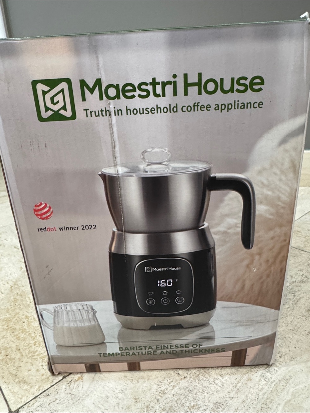 Black Stainless Electric Milk Frother with Digital Controls